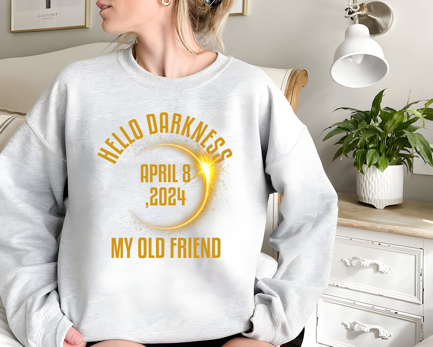Hello Darkness Shirt, April 8th 2024 Shirt, Eclipse Event Shirt, Funny Eclipse Shirt, Joke Shirt, Total Solar Eclipse, Sarcastic Sweatshirt