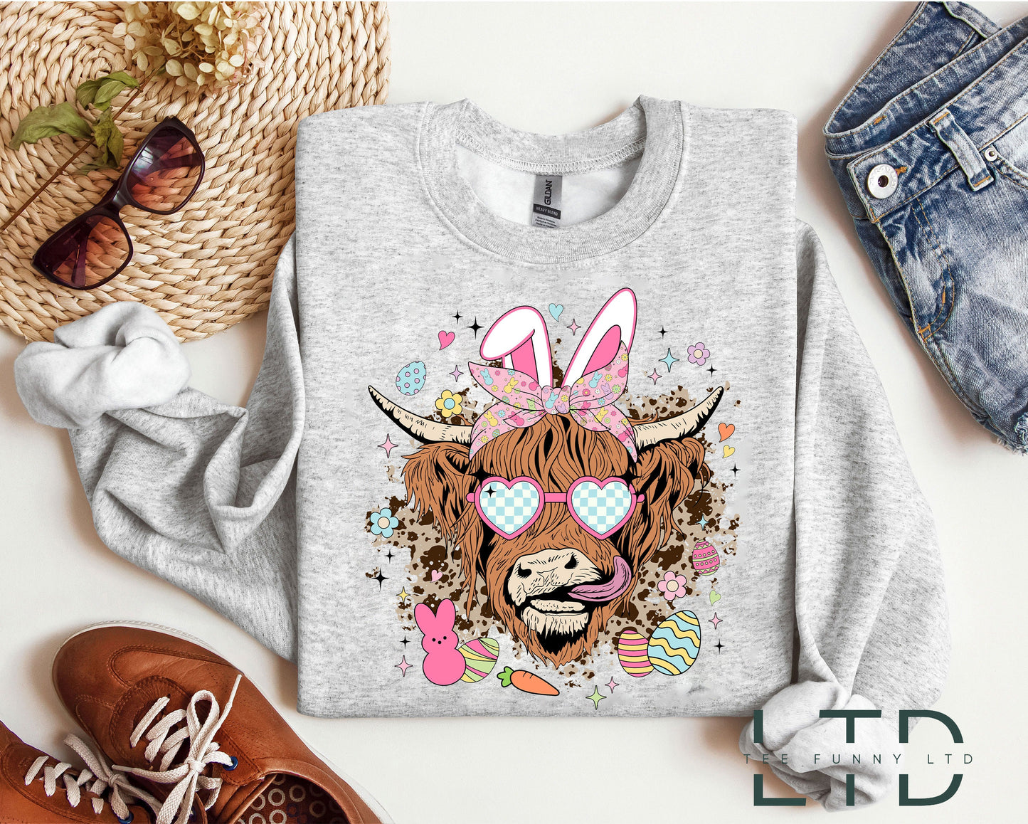 Highland Cow Easter Day Shirt, Heifer Cow Easter T-Shirt, Cow Lover Shirts, Easter Egg Shirt, Happy Easter Sweatshirt, Farm Animals Tee