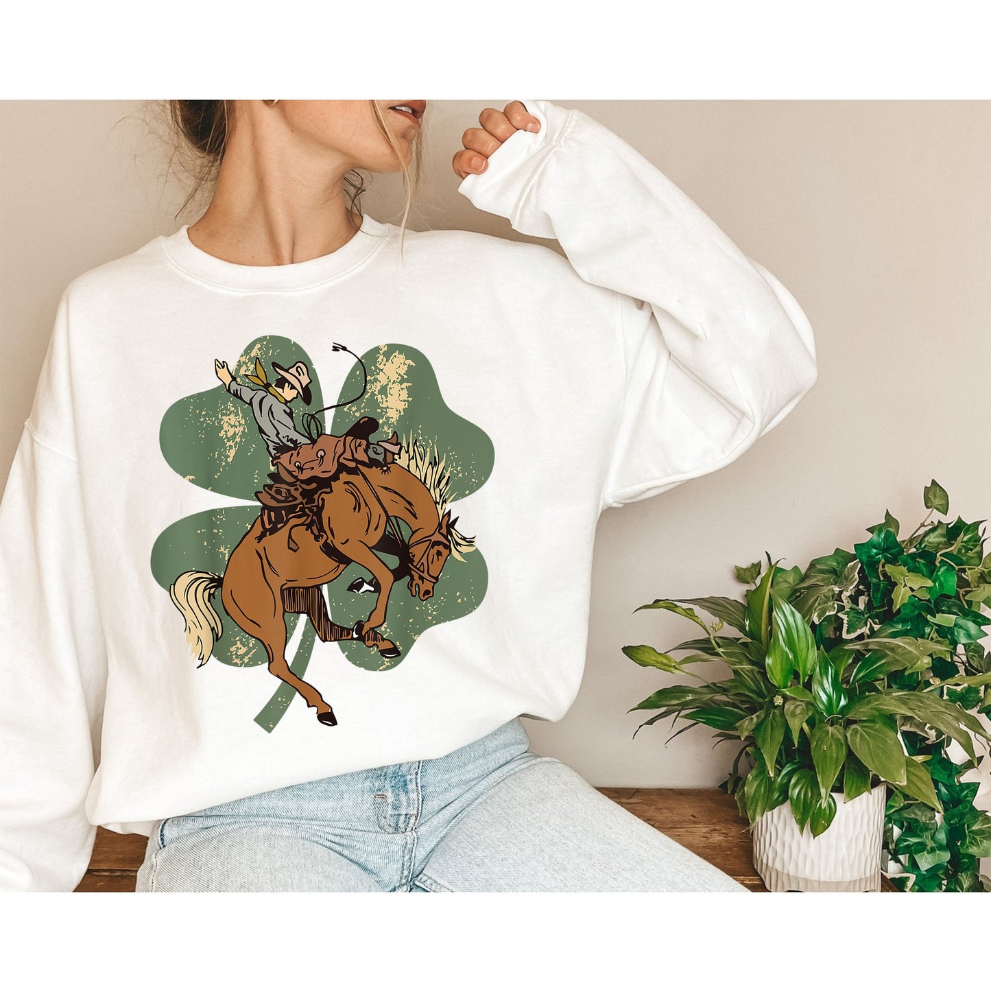Howdy St Patrick Sweatshirt, Cowboy Shirt, Shamrock Cowgirl Sweater, Southern Shirt, Western Sweatshirt, Coworker Gift