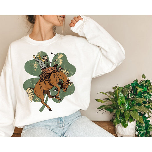 Howdy St Patrick Sweatshirt, Cowboy Shirt, Shamrock Cowgirl Sweater, Southern Shirt, Western Sweatshirt, Coworker Gift