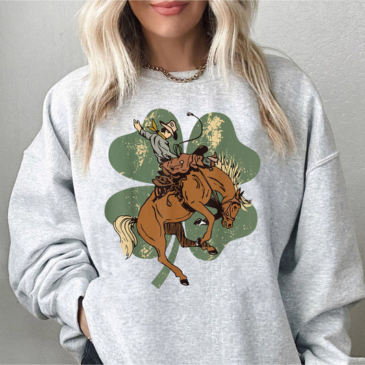 Howdy St Patrick Sweatshirt, Cowboy Shirt, Shamrock Cowgirl Sweater, Southern Shirt, Western Sweatshirt, Coworker Gift