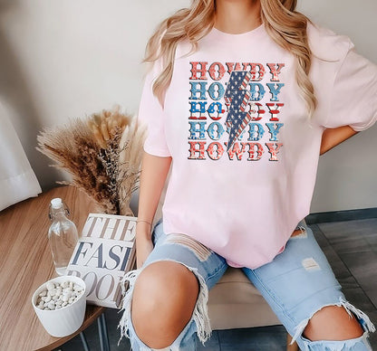 Howdy T Shirt, Western Graphic Tee, 4th of July Shirt, cowboy Tee, July 4th Western Shirts, Boho Western Shirt, Howdy America Tee gift