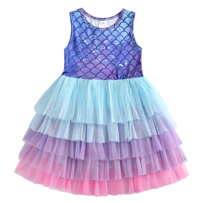 Baby Girls Dresses Summer Sleeveless Tulle Dress for Girls Kids Princess Party Costumes Cartoon Dresses for Children