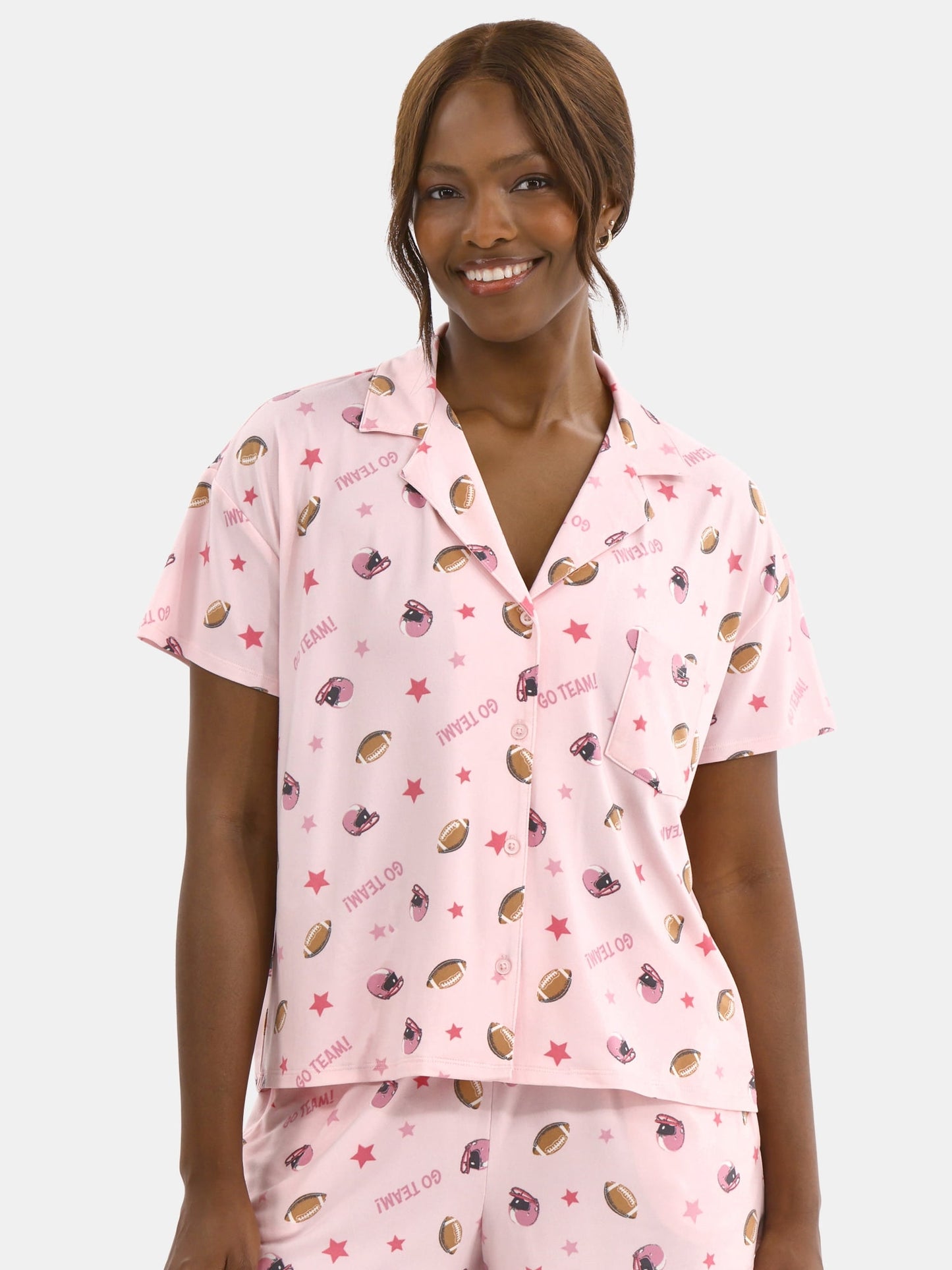 Halloween Women’s Printed Notched Top and Shorts Pajama Set from Way to Celebrate, 2-Piece