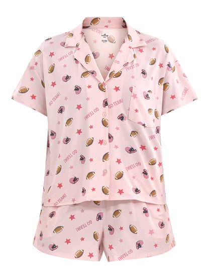 Halloween Women’s Printed Notched Top and Shorts Pajama Set from Way to Celebrate, 2-Piece