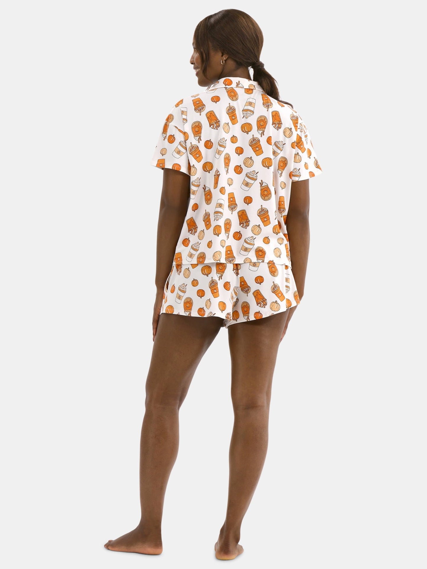 Halloween Women’s Printed Notched Top and Shorts Pumpkin Pajama Set from Way to Celebrate, 2-Piece