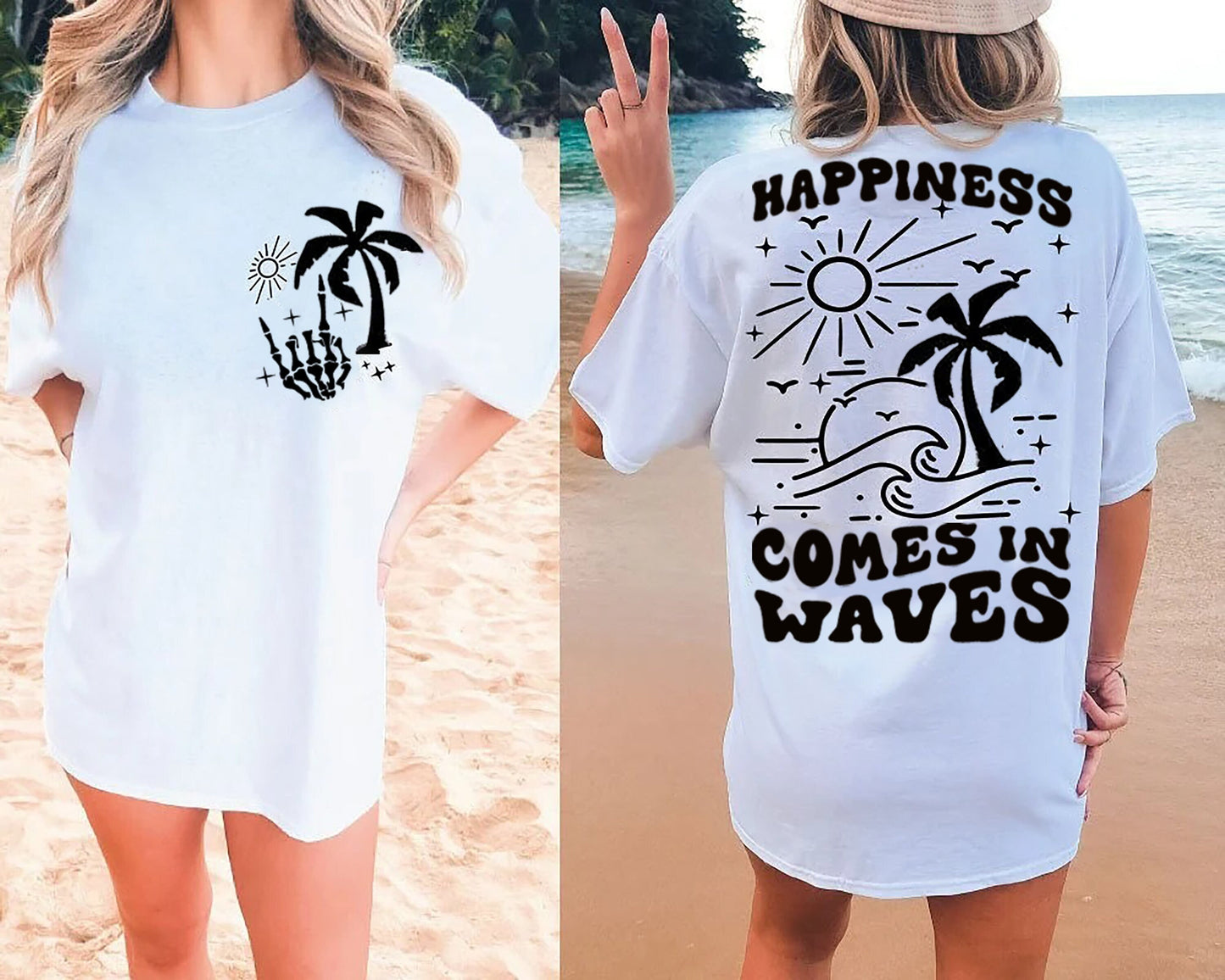 Happiness Comes in Waves Shirt, Summer Shirt, Beach Shirt, Beach Summer Shirt, Beach Vibes Shirt, Trendy Summer Shirt, Summer Vacation Shirt