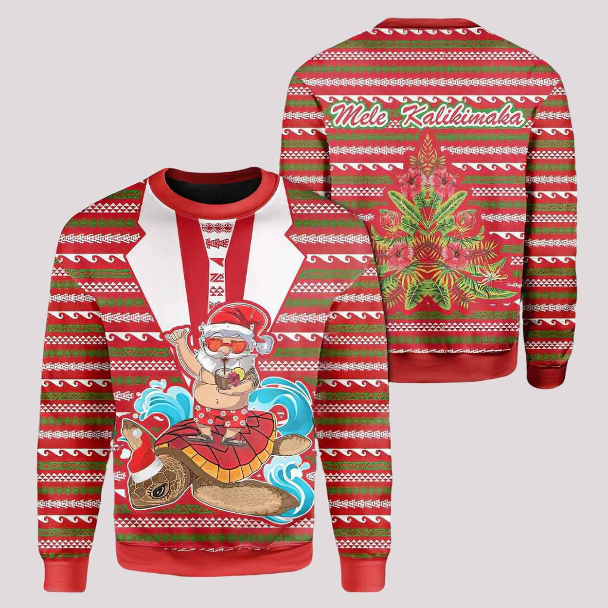 Hawaii Mele Kalikimaka Santa Ugly Christmas Sweater