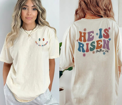 He Is Risen Easter Shirt - Religious Easter Shirt -Cute Easter Tee-Easter Tee -Bible Verse Easter Tee Easter egg Hunt shirt gift, mom easter - 1