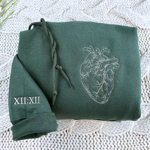 Heart Sketch Sweatshirt or Hoodie, Custom Embroidered Valentines Gifts For New Couples