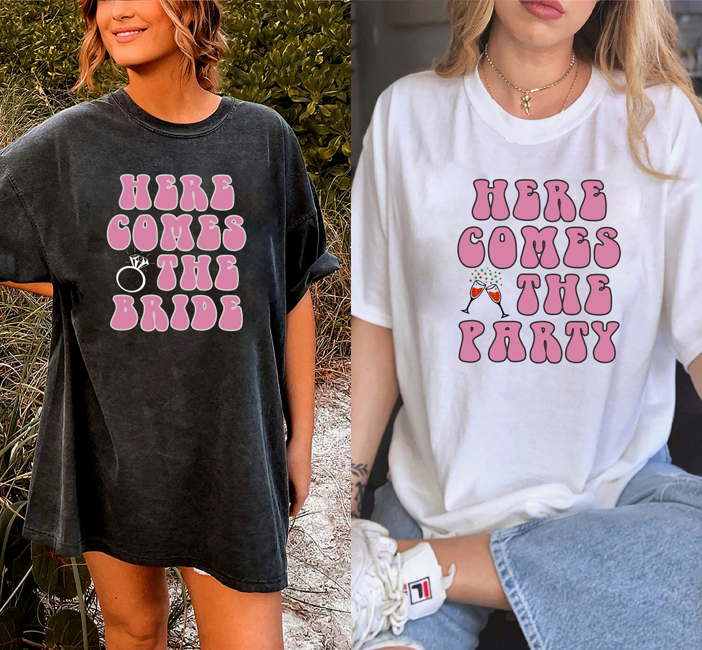 Here Comes the Bride T-Shirt - Engagement Announcement Tee - Bride to be Shirt - Bridal Shower Gift - Fiancée Gift -Bachelorette Party shirt