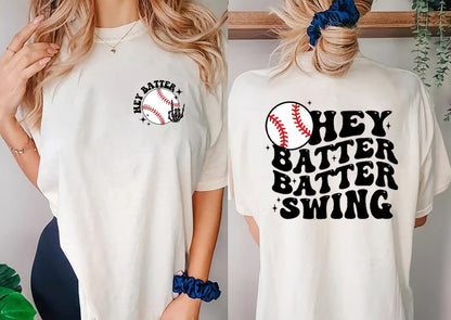 Hey Batter Batter Swing Tee, Baseball Shirt, Baseball Game Tee, Ballpark Shirt, Baseball Mom Shirt, Baseball Season Tee, Distressed Baseball