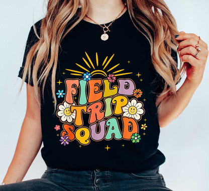 Hippie Smile Face Field Trip Squad Groovy Field Day 2023 T-Shirt, School Field Trip, Students Matching Shirt, 2023 Field Trip Surprise