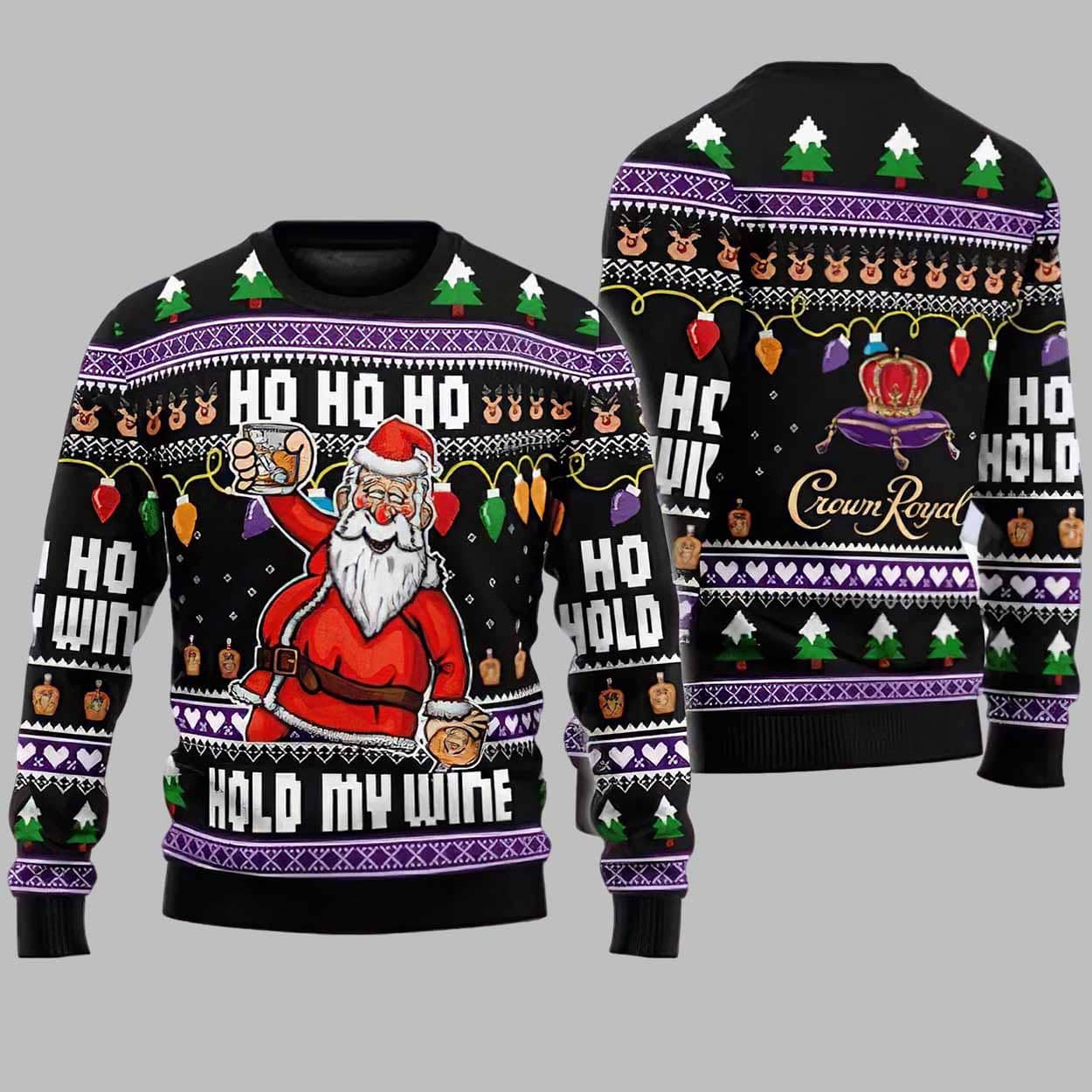 Ho Ho Ho Hold My Wine Santa Ugly Christmas Sweater