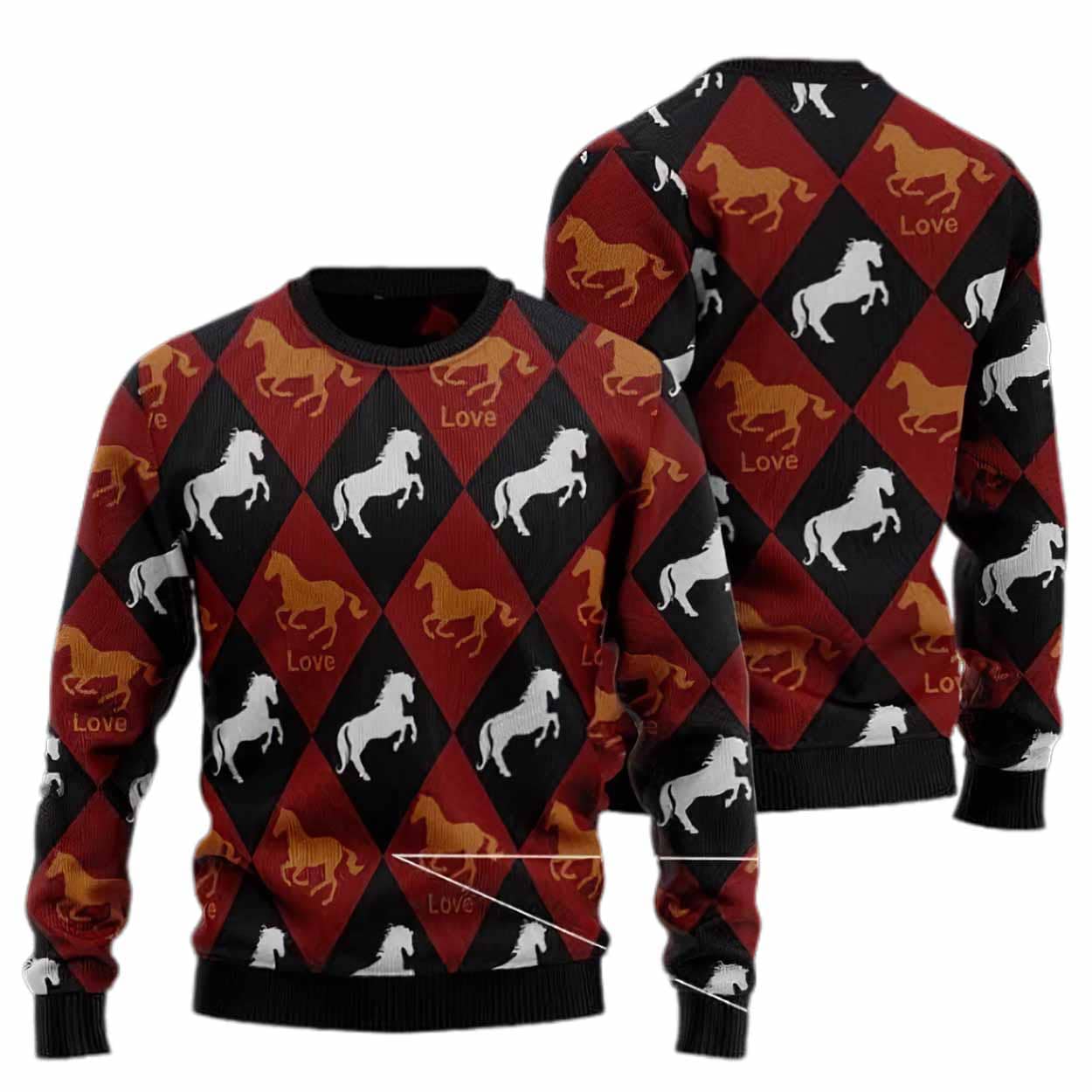 Horse Love Ugly Christmas Sweater