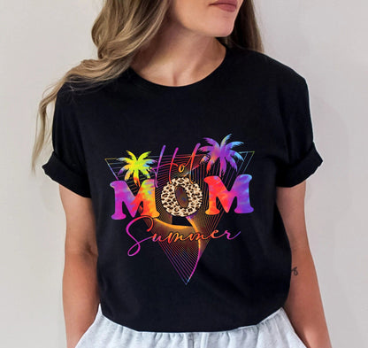 Hot Mom Summer Shirt, Summer Tee Shirt, Vacation Shirt, Summer Palm T-shirt, Leopard Mom T-shirt, Best Mom Gift