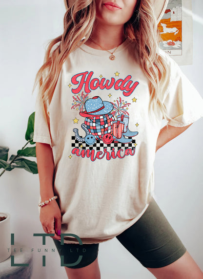 Howdy America Shirt, 4th of July Shirts, Western USA T-Shirt, Funny Independence Day Shirt, Western Patriotic Tee, Country 4th of July