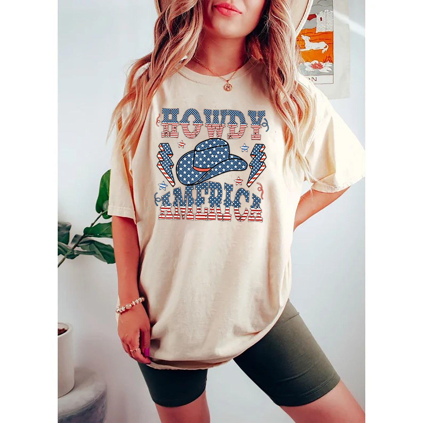 Howdy T Shirt, Western Graphic Tee, 4th of July Shirt, Oversized Graphic Tee, July 4th Western Shirts, Boho Western Shirt, Howdy America Tee1