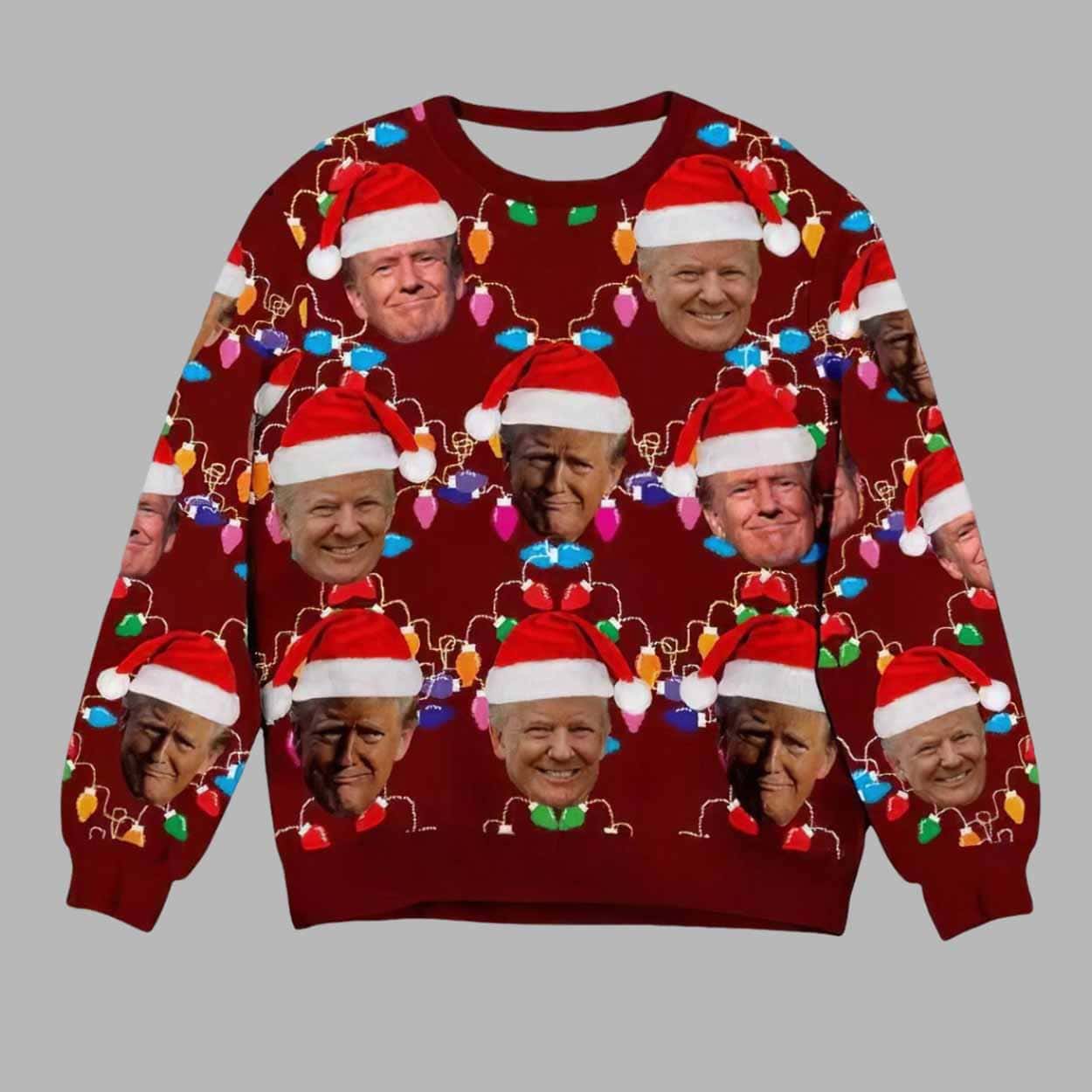 Humorous Trump Face Ugly Christmas Sweater