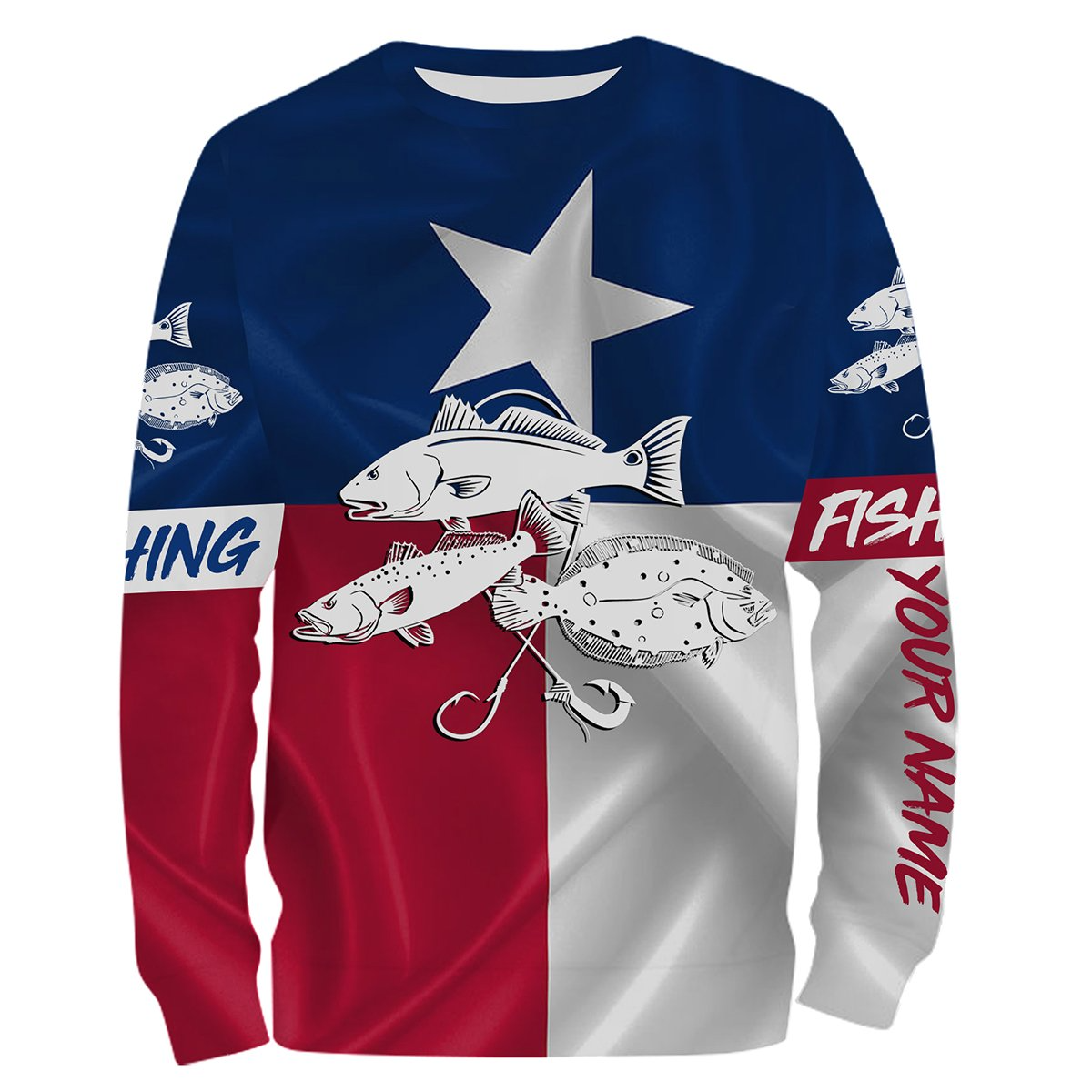 Redfish trout flounder Tattoo Texas Slam fishing Texas Flag 3D All Over print shirts saltwater personalized fishing apparel for Adult and kid