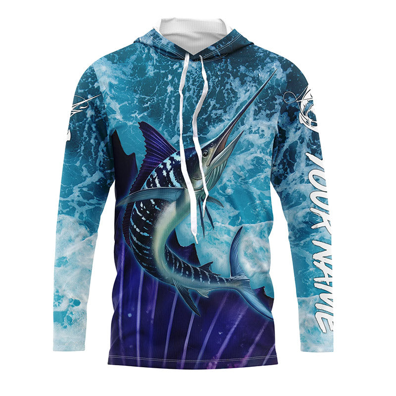 Marlin Fishing Saltwater Custom name 3D All Over Printed Shirt, Hoodie