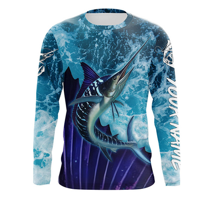 Marlin Fishing Saltwater Custom name 3D All Over Printed Shirt, Hoodie