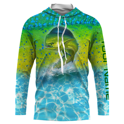 Mahi Mahi Saltwater Fishing Custom Long Sleeve Fishing Shirts