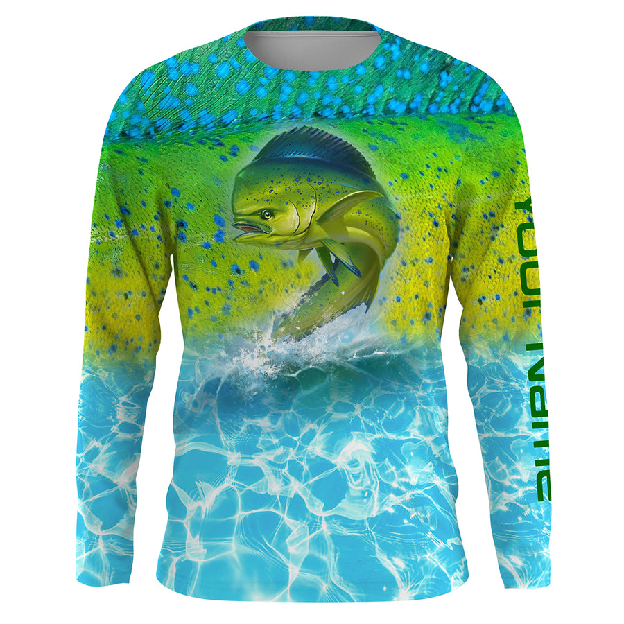 Mahi Mahi Saltwater Fishing Custom Long Sleeve Fishing Shirts
