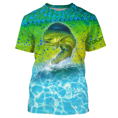 Mahi Mahi Saltwater Fishing Custom Long Sleeve Fishing Shirts