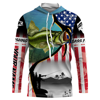 FL Fiskekrog Florida Flag Custom skjorter med lange ærmer, personlige Patriotiske fiskebeklædningsgaver