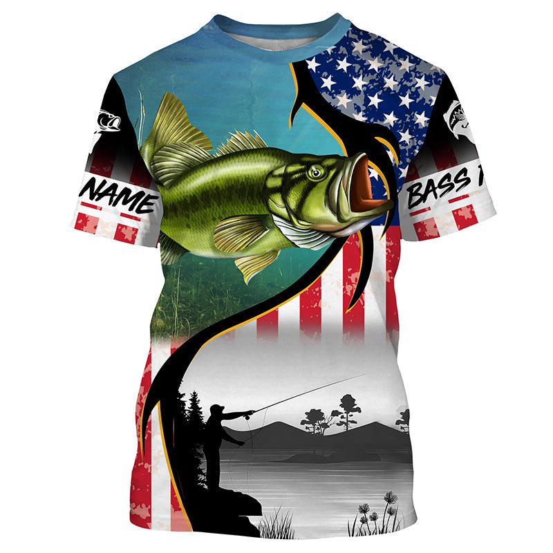 FL Fiskekrog Florida Flag Custom skjorter med lange ærmer, personlige Patriotiske fiskebeklædningsgaver