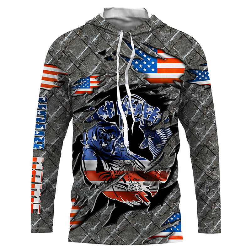 FL Fiskekrog Florida Flag Custom skjorter med lange ærmer, personlige Patriotiske fiskebeklædningsgaver