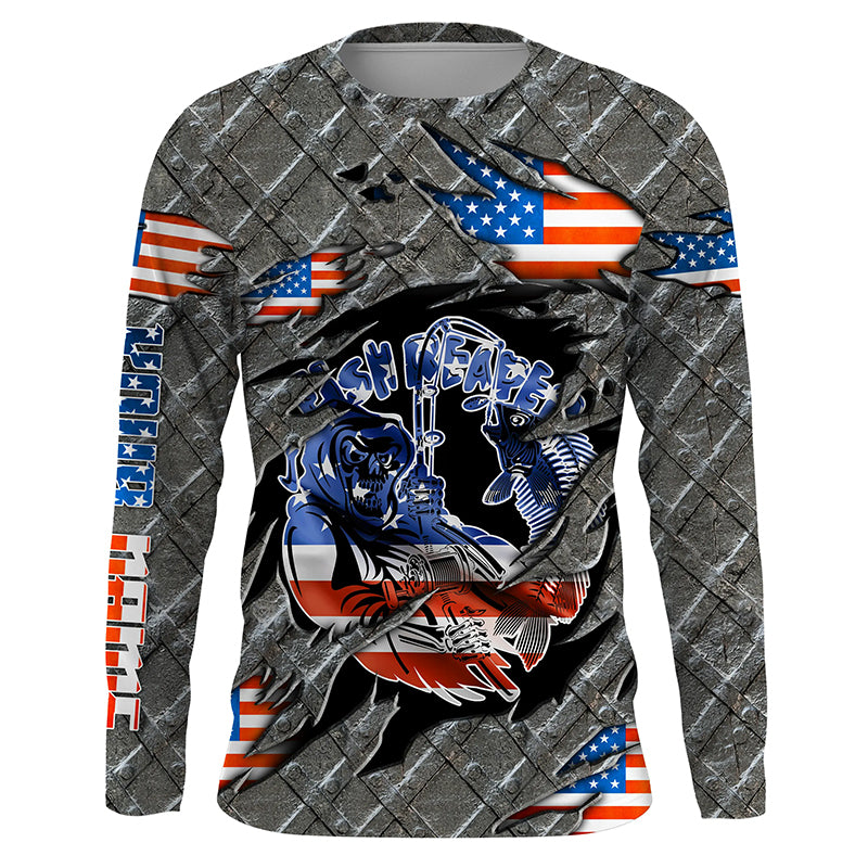 FL Fiskekrog Florida Flag Custom skjorter med lange ærmer, personlige Patriotiske fiskebeklædningsgaver