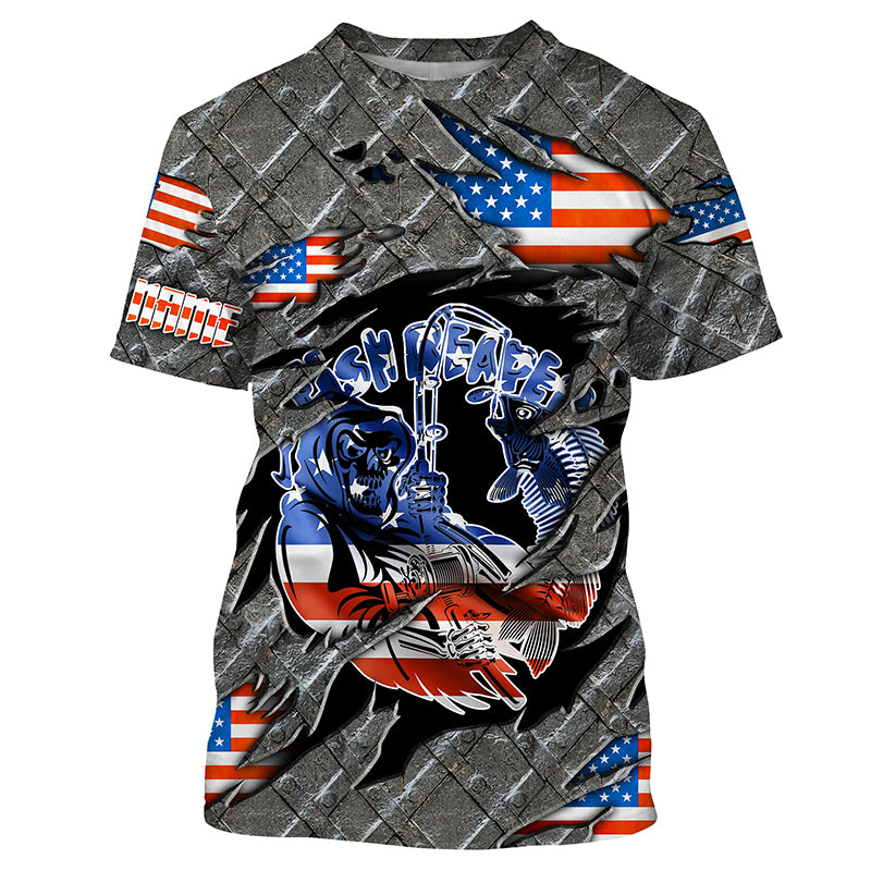 FL Fiskekrog Florida Flag Custom skjorter med lange ærmer, personlige Patriotiske fiskebeklædningsgaver