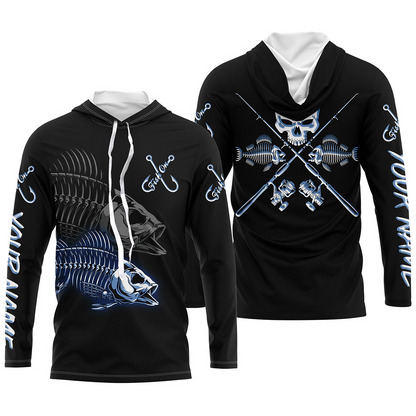 Fish On Reaper Custom Long sleeve Fishing Shirts, Fish Skull Fishing jerseys