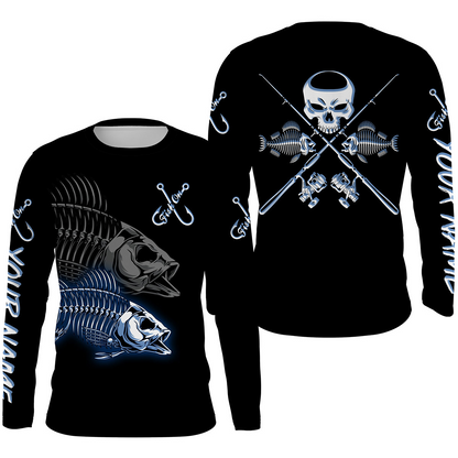 Fish On Reaper Custom Long sleeve Fishing Shirts, Fish Skull Fishing jerseys
