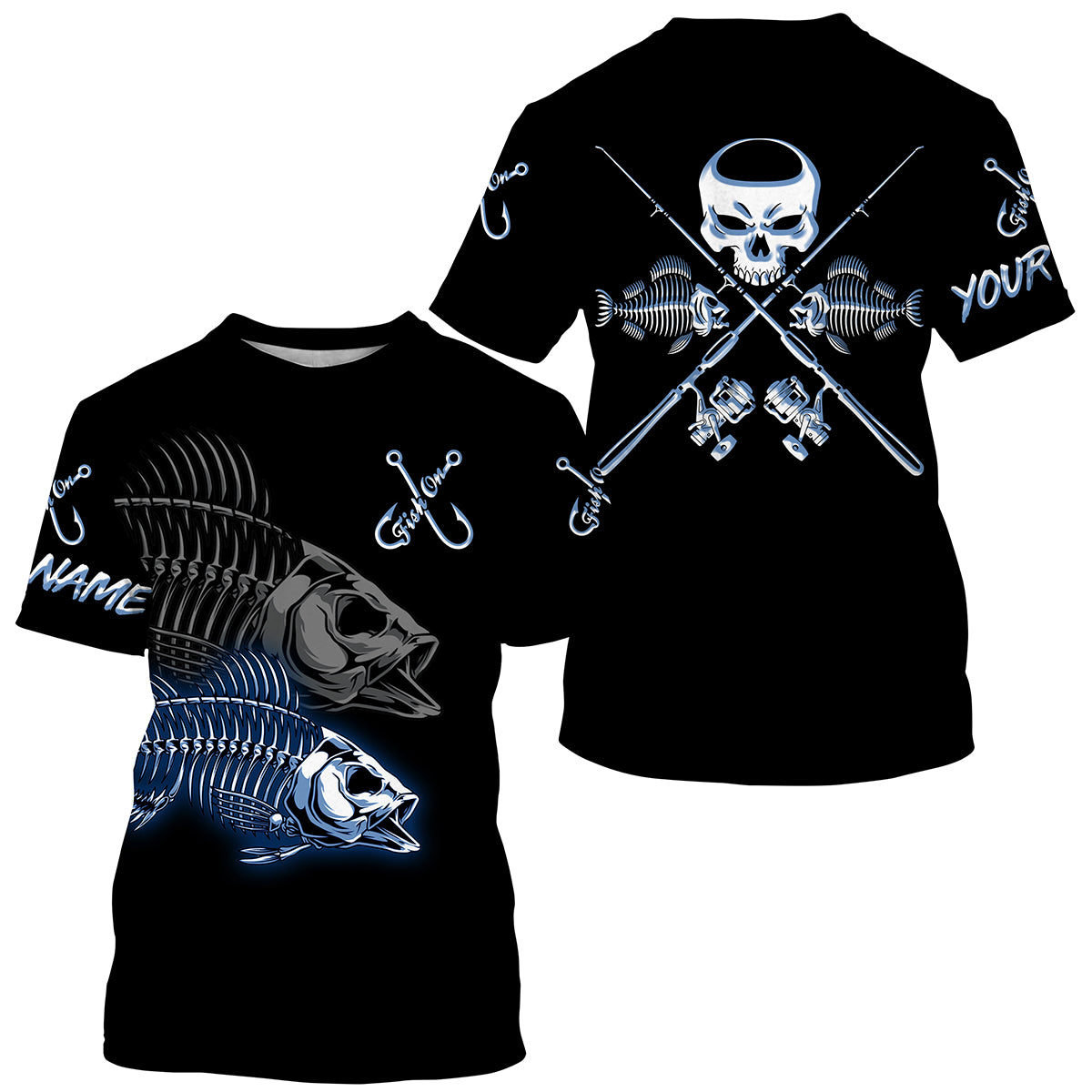 Fish On Reaper Custom Long sleeve Fishing Shirts, Fish Skull Fishing jerseys
