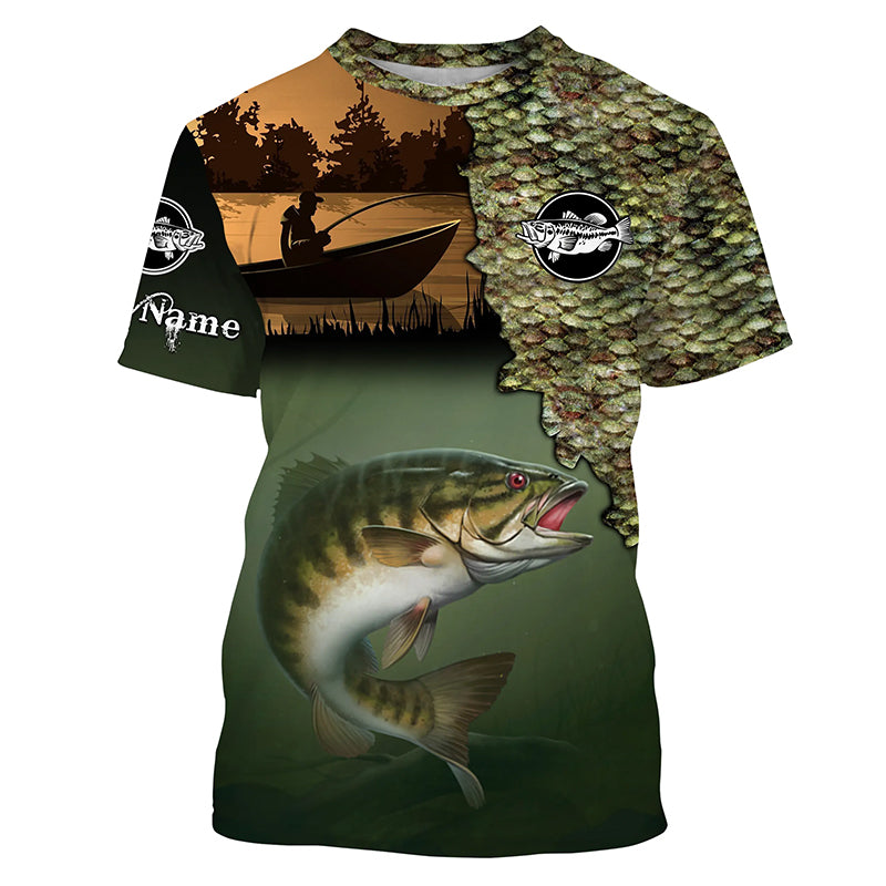 Smallmouth Bass Fishing scale Custom long sleeve performance fishing shirts