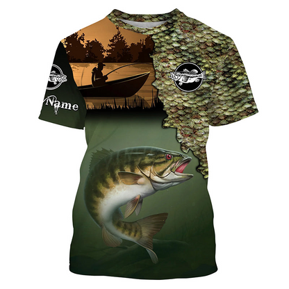 Smallmouth Bass Fishing scale Custom long sleeve performance fishing shirts