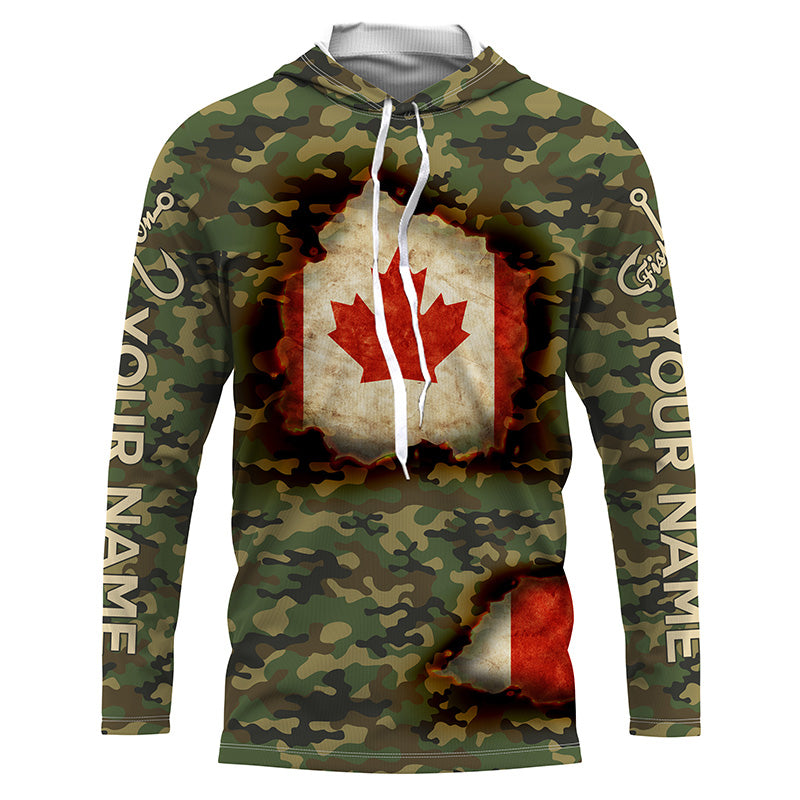 Canadian Flag Camo Custom long sleeve performance Fishing Shirt