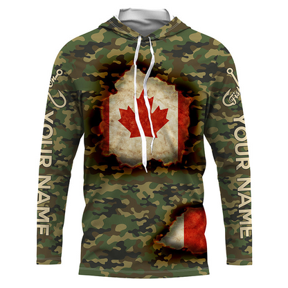 Canadian Flag Camo Custom long sleeve performance Fishing Shirt