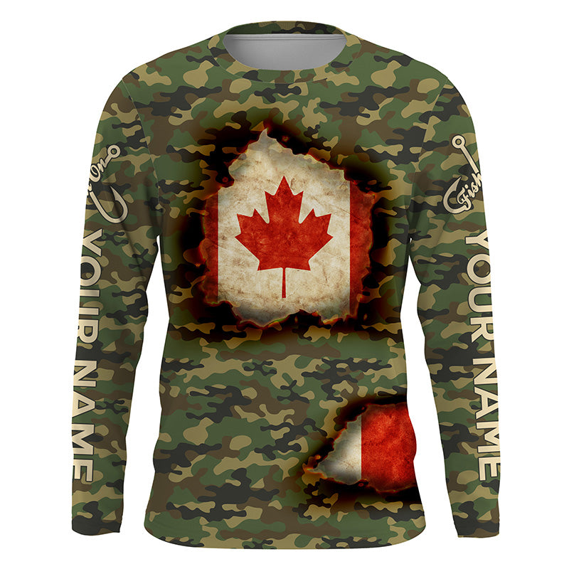 Canadian Flag Camo Custom long sleeve performance Fishing Shirt