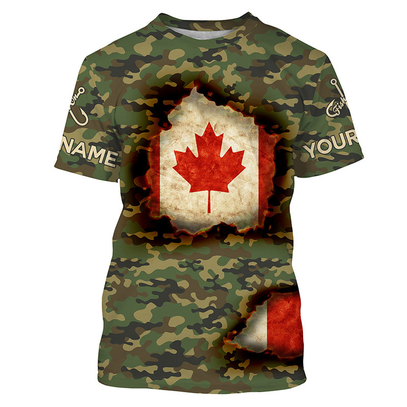Canadian Flag Camo Custom long sleeve performance Fishing Shirt