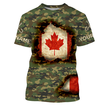 Canadian Flag Camo Custom long sleeve performance Fishing Shirt