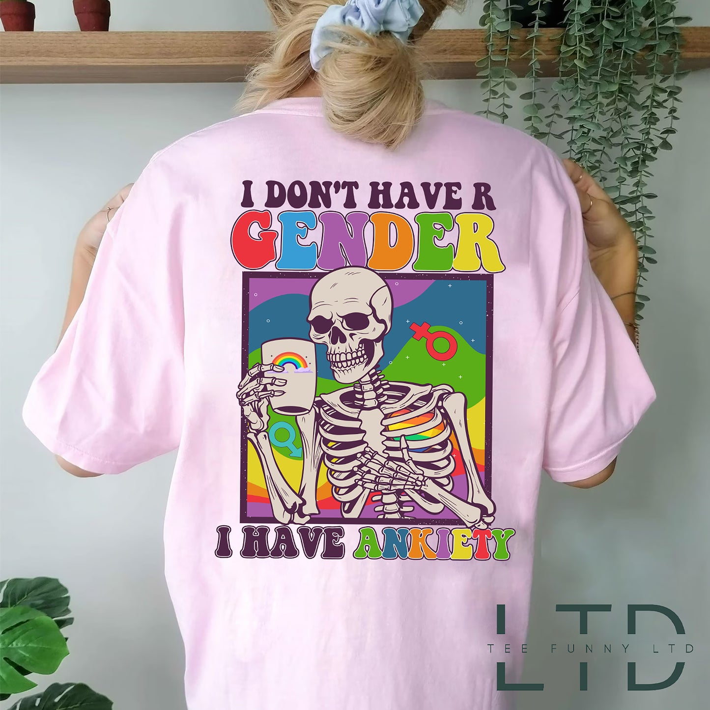 I Don't Have A Gender I Have Anxiety Shirt, Non Binary Shirt, Funny Non Binary Tee , Lgbt Skeleton Aesthetic, Queer Anxiety