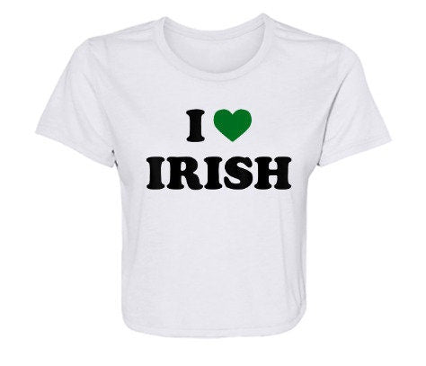 I love Irish Cropped Tee, Y2K St Paddy Cropped Tee,Irish Cropped Tee,Unisex Shirt,St Patricks Day Women's Fitted Tee,Y2K Clothing,Trendy Top