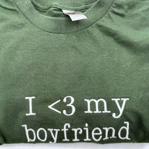 I Love My Girlfriend Hoodie or Sweatshirt, Embroidered Gift with Initial on Sleeve