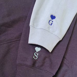 I Love My Girlfriend Hoodie or Sweatshirt, Embroidered Gift with Initial on Sleeve