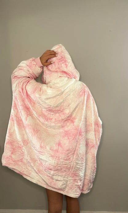 Nezuko Kamado Demon Slayer Anime wearable Blanket Hoodie  oversize snuggle Sherpa unisex adults and kids