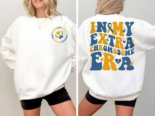 In My Extra Chromosome Era Sweatshirt,Down Syndrome Awareness Sweatshirt,3 21 Down Syndrome Shirt,Blue Yellow Ribbon,Down Warrior,Support